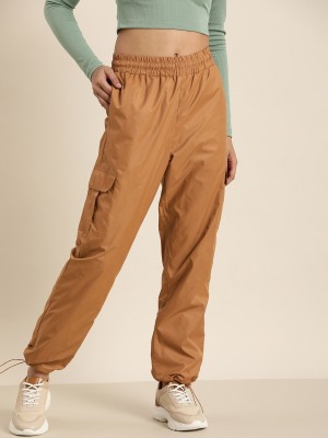 HERE&NOW Self Design Women Brown Track Pants