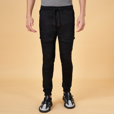 PEOPLE Solid Men Black Track Pants