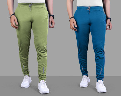 Suzaro Solid Men Light Green, Blue Track Pants