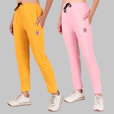 TSPORT Solid Women Yellow, Pink Track Pants