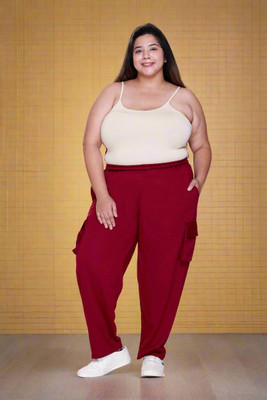 White Moon Solid Women Maroon Track Pants