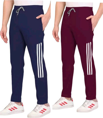 PAMIRI Striped Men Maroon, Blue Track Pants