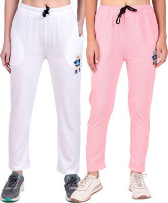 FASHIONHOUSETS Solid Women Pink, White Track Pants
