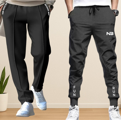 NB NICKY BOY Printed Men Black, Grey Track Pants