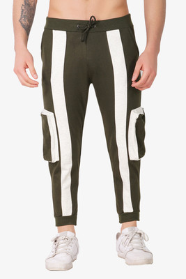 Mindsart Trending Colorblock Men Dark Green, Black Track Pants
