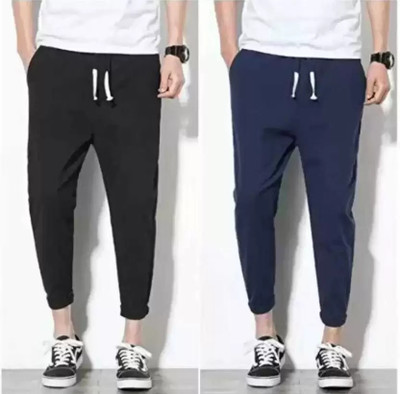 mfb Solid Men Black, Blue Track Pants