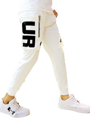 MOOZI Solid Men White Track Pants