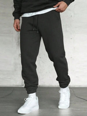 FLYNOFF Solid Men Black Track Pants