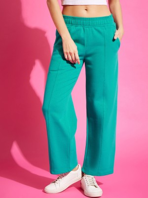 98 Degree North Solid Women Green Track Pants