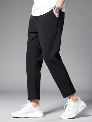 HouseOfCommon Solid Men Black Track Pants