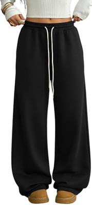 Dockstreet Solid Women Black Track Pants