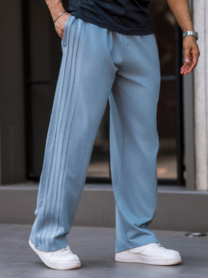 MANIAC Solid Men Light Blue Track Pants