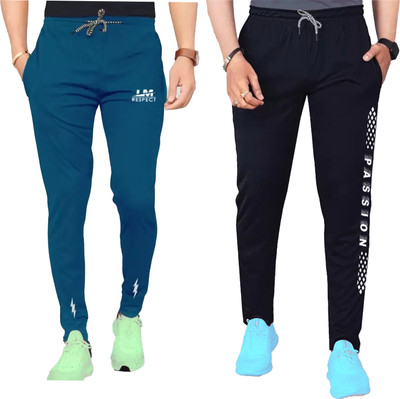 ANIRAV Printed Men Blue, Black Track Pants
