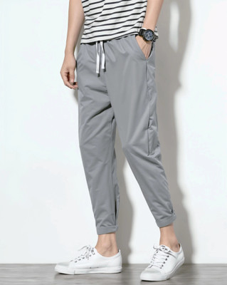 Z-DEVIL Solid Men Grey Track Pants