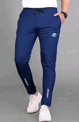 Zedwhy Solid Men Dark Blue Track Pants