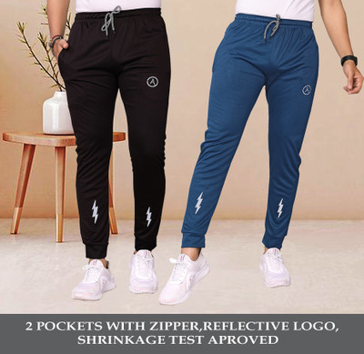 ANAND Solid Men Black, Blue Track Pants