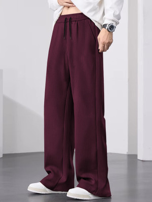 TRIPR Solid Men Maroon Track Pants