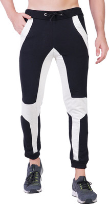 Mindsart Trend Colorblock Men Black Track Pants