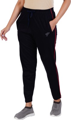 FEEL TRACK Solid, Striped Women Dark Blue Track Pants