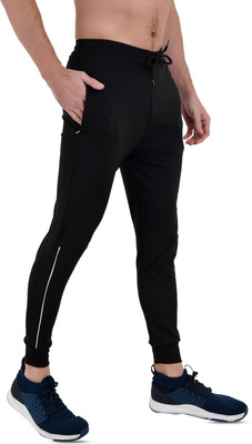 Blue Shark Solid Men Black Track Pants