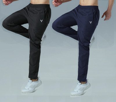 Vitaan Solid Men Black, Dark Blue Track Pants