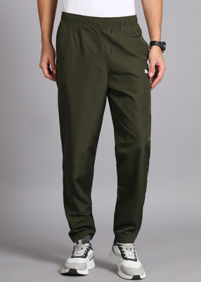 PUMA Solid Men Green Track Pants
