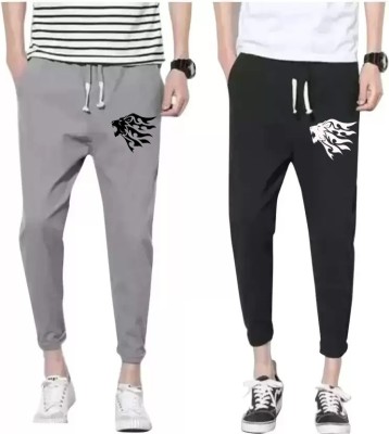 YFB Printed Men Black Track Pants