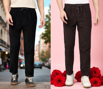 THE SARTHI FASHION TREND Solid Men Black, Maroon Track Pants