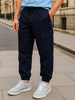 BEWAKOOF Solid Men Blue Track Pants