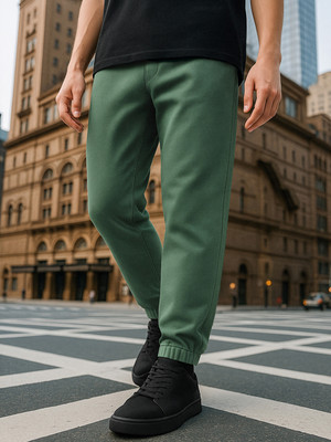 BEWAKOOF Washed Men Green Track Pants