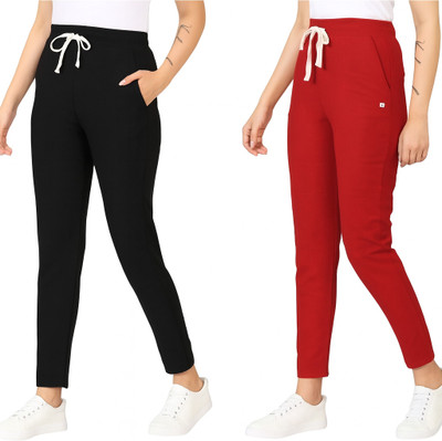 Kashmiri Solid Women Maroon, Black Track Pants