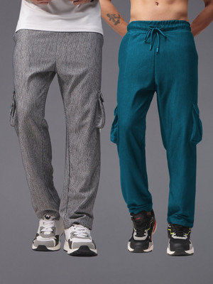MADSTO Solid Men Blue, Grey Track Pants