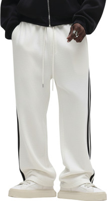 Dockstreet Solid Men White Track Pants
