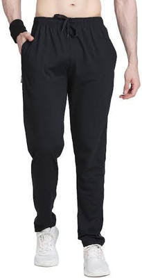 FANDOM Solid Men Black Track Pants