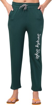 KLAXXY Printed Women Green Track Pants