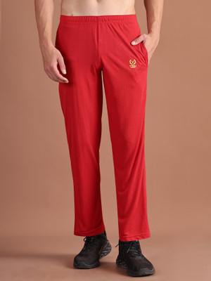 MACK JONNEY Solid Men Red Track Pants