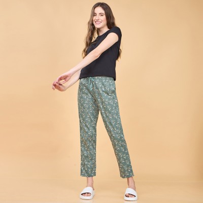 Enamor Floral Print Women Green Track Pants