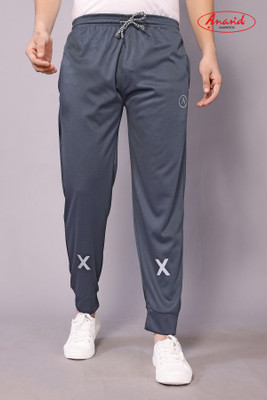 Anand Solid, Self Design Men Grey Track Pants