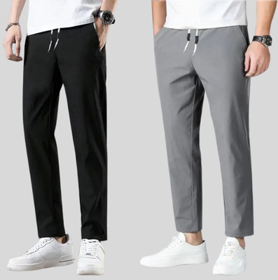 Venvor Self Design Men Black, Grey Track Pants