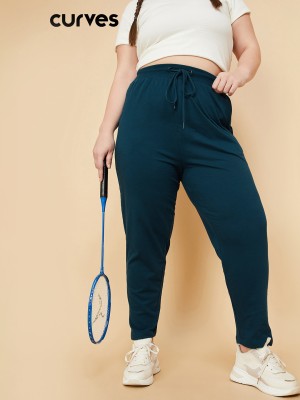 max Solid Women Blue Track Pants