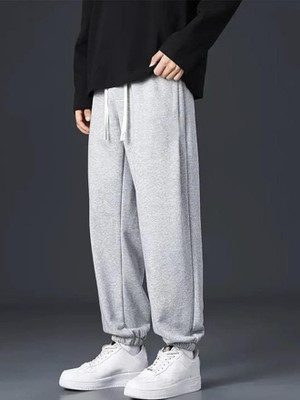 You Forever Solid Men Grey Track Pants