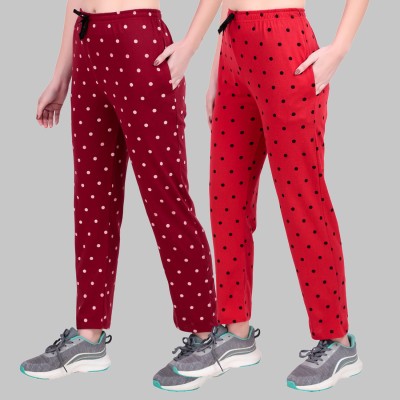 JECKWARD Polka Print Women Maroon, Red Track Pants