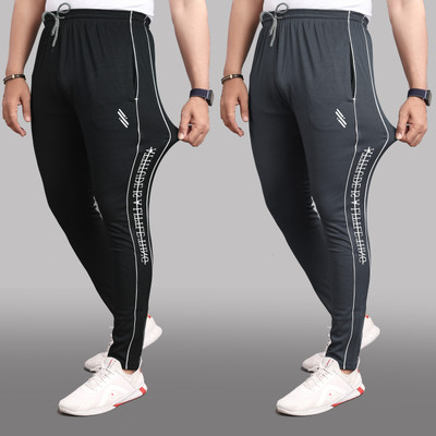 Z-DEVIL Printed, Striped Men Grey, Black Track Pants