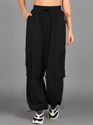 Barmaanic Solid Women Black Track Pants