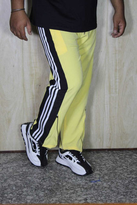 decades Striped Men Yellow, Black, White Track Pants