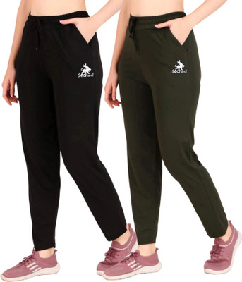 SEAPRINT Solid Women Black, Dark Green Track Pants
