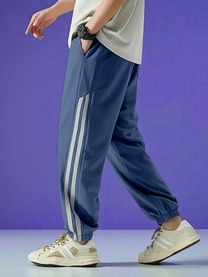 NIVEDANM Self Design Men Blue Track Pants