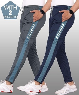 VEYNIZ Striped Men Grey, Dark Blue, White Track Pants