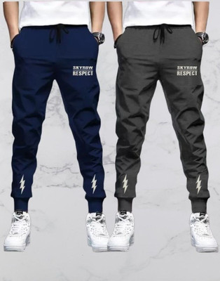 skyrow Printed Men Black, Grey Track Pants