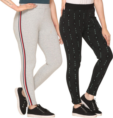 Weboasis Printed Women Black, Grey Track Pants